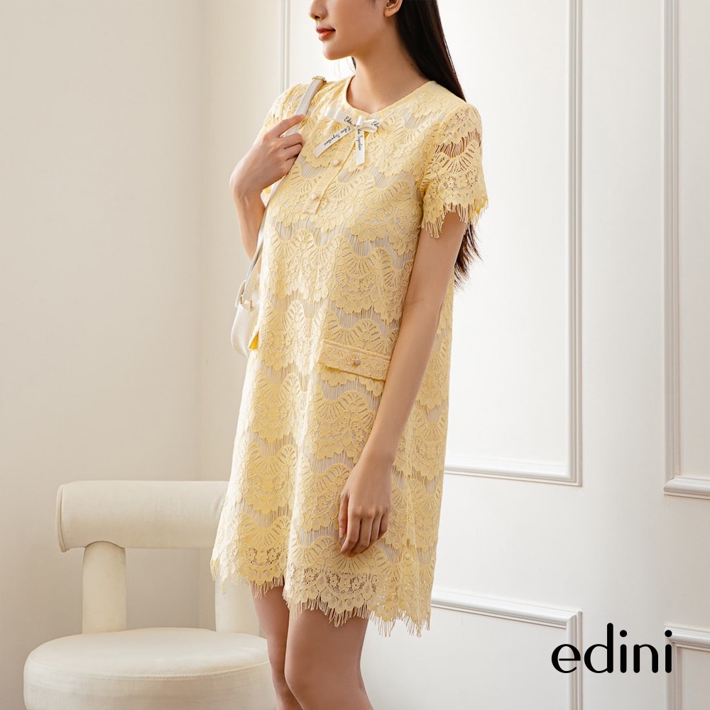 Đầm ren dáng suông đính nơ EDINI - D1464