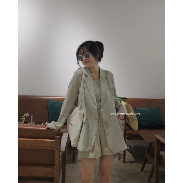 Áo blazer 1 lớp dáng rộng Hàn Quốc, blazer tone pastel form rộng Bazic one | BigBuy360 - bigbuy360.vn