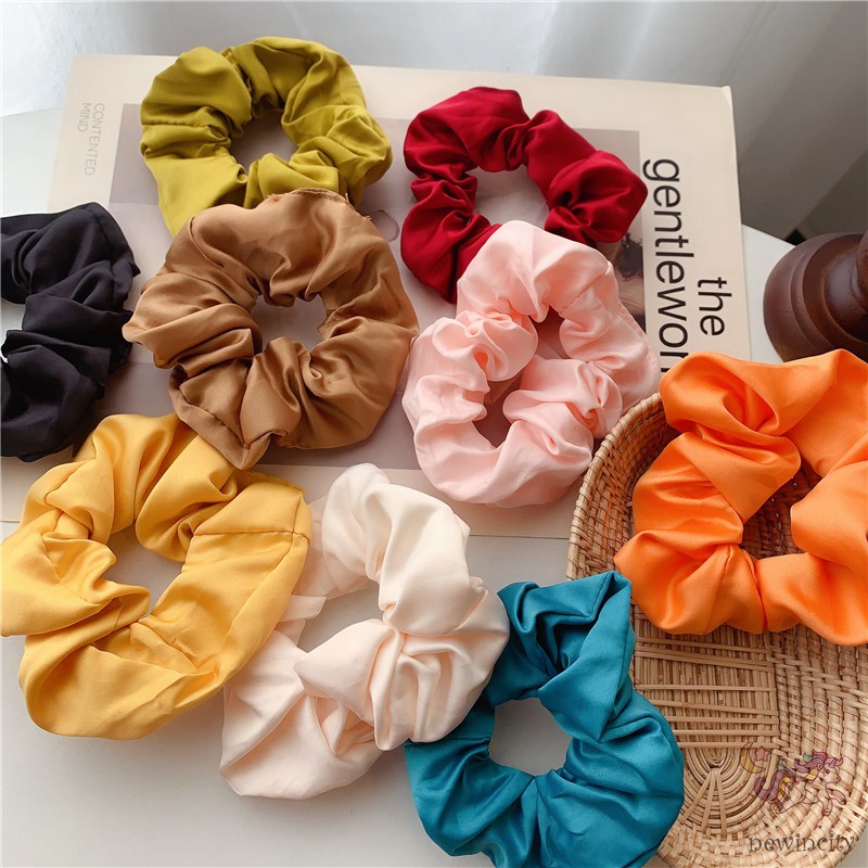 Dây Buộc Tóc Co Giãn Màu Trơn Xinh Xắn Cho Nữ