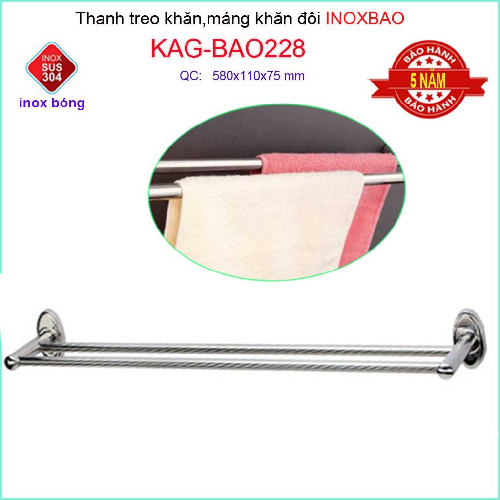 Thanh máng khăn Inox Bảo, thanh treo khăn inox 304, vắt khăn SUS304 KAG-BAO228