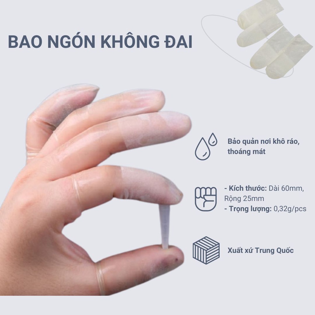 Bao ngón tay cao su y tế KHÔNG ĐAI chống tĩnh điện, xỏ 1 ngón làm nail