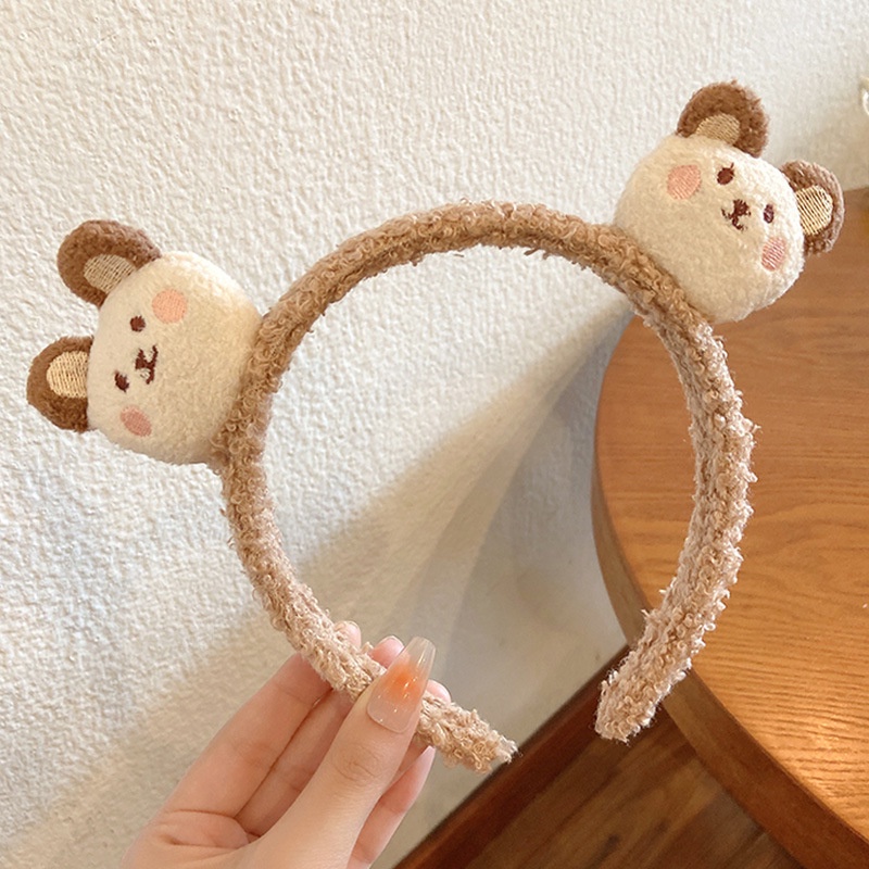 Băng Đô Cài Tóc Vải Lông Họa Tiết Hoạt Hình Dễ Thương Thời Trang Thu Đông