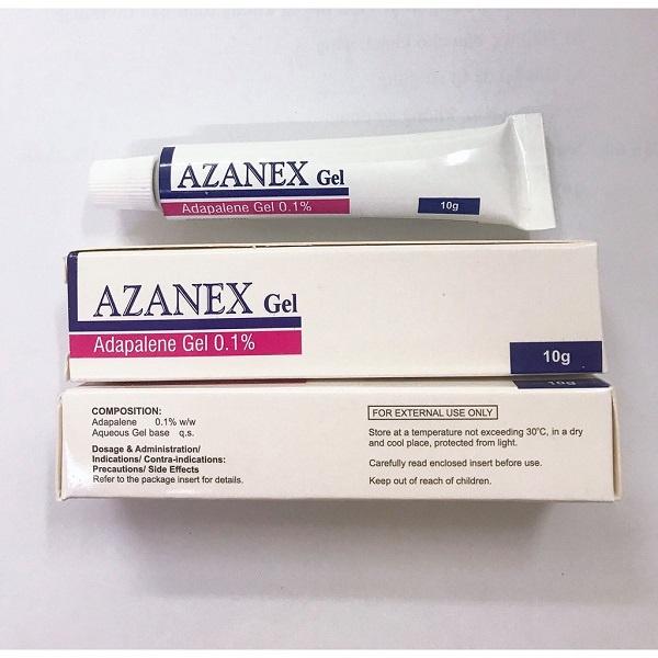 gel bôi giảm mụn azanex adapalene 0,1% cùng công thức với differin