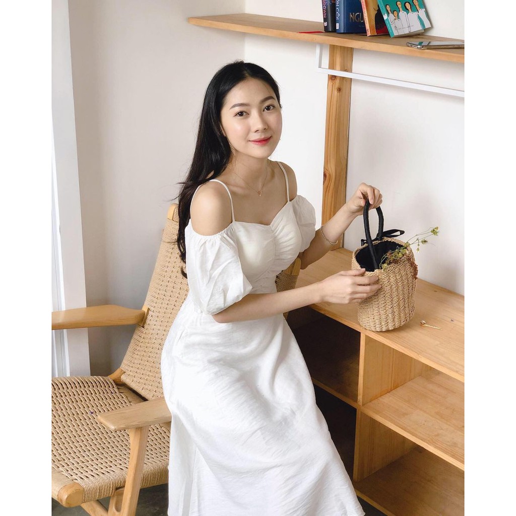 (VIDEO+HÌNH THẬT) Đầm 2 Dây Tay Phồng Nhẹ CHIK- CHIK DRESS Mẫu Mới ( TRẮNG ) | BigBuy360 - bigbuy360.vn