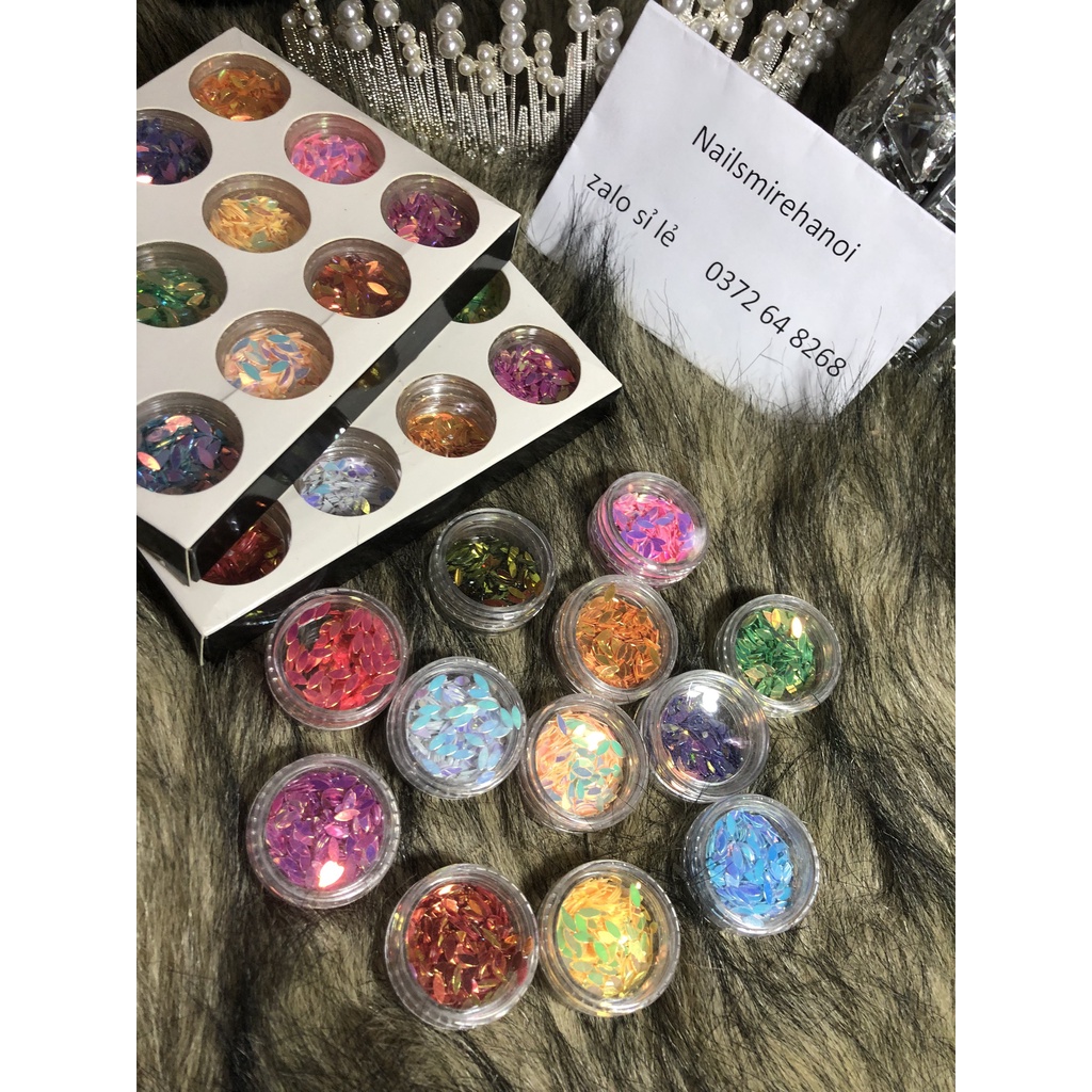 set nhũ hạt , nhũ lấp lánh phong cách Hàn Quốc ,nhũ tráng trí móng ,nhũ nail