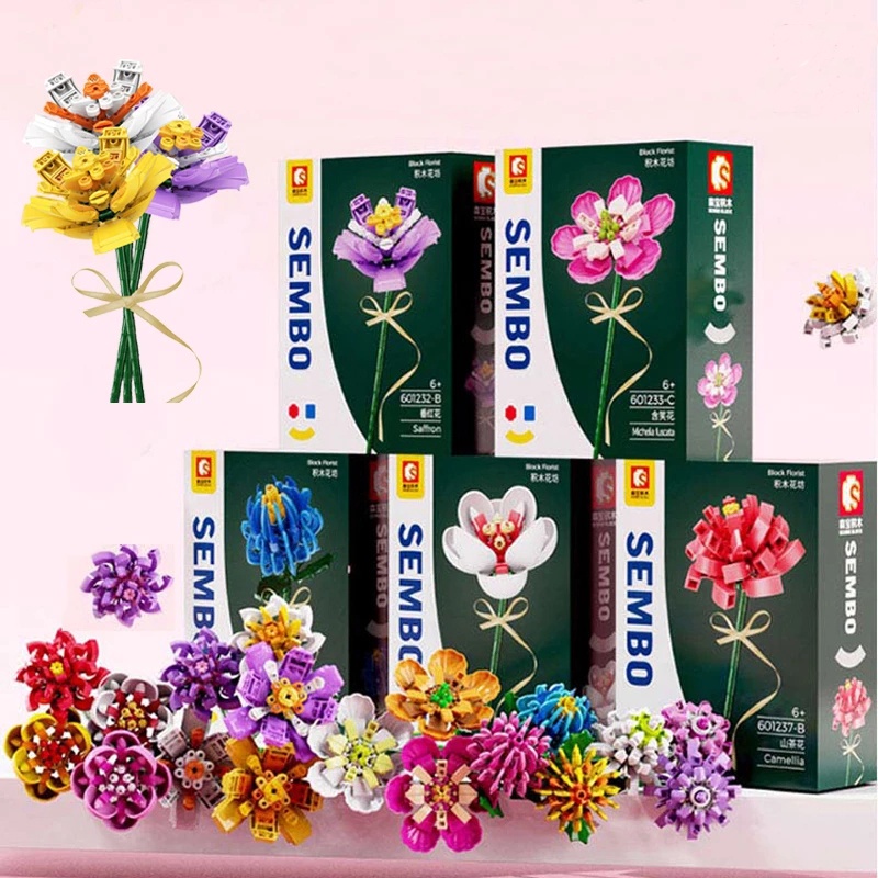 Bộ Đồ Chơi Lắp Ráp Hình Bông Hoa Nhân Tạo Độc Đáo DIY Bộ Đồ Chơi Lắp Ráp Bó Hoa