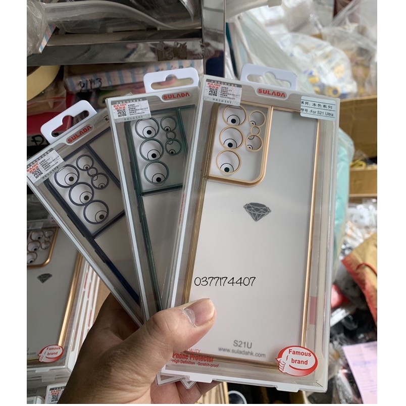 _Ốp lưng Sulada nhám viền màu Samsung S21, S21 Plus, S21 Ultra chống vân tay siêu đẹp sang trọng