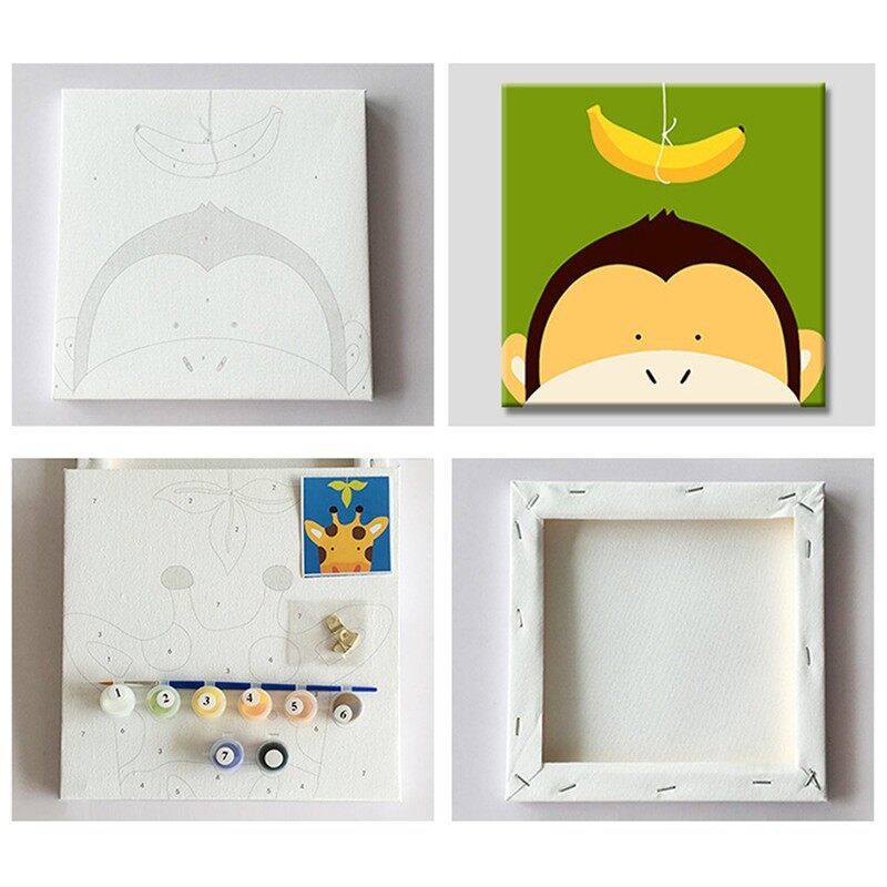 Tranh Sơn Dầu Hình Cô Gái Hoạt Hình Màu Hồng Kích Thước 20x20cm / 30x30 cm