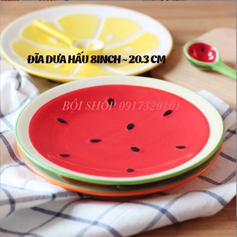 HCM-BÁT ĂN DẶM GỐM SỨ HÌNH DƯA HẤU  BỘI SHOP