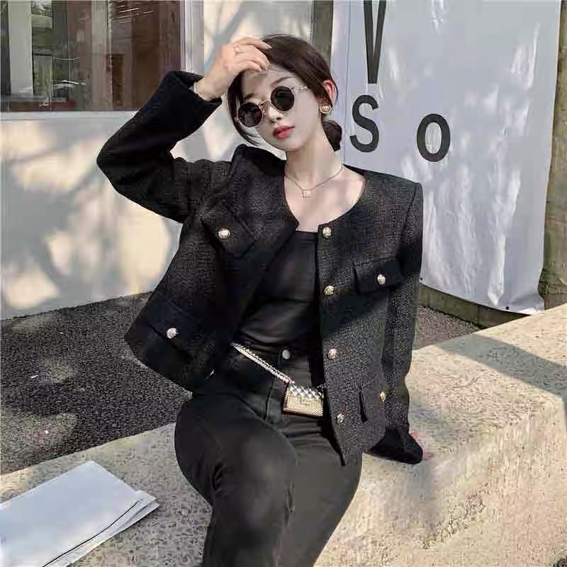 Áo dạ tweed Quảng Châu Trắng Đen , Áo khoác dạ mẫu mới