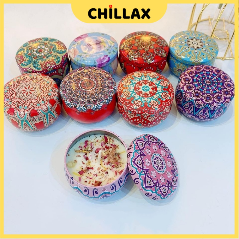 Nến thơm phòng CHILLAX decor trang trí hoa khô thiên nhiên tinh dầu thơm sáp đậu nành mini