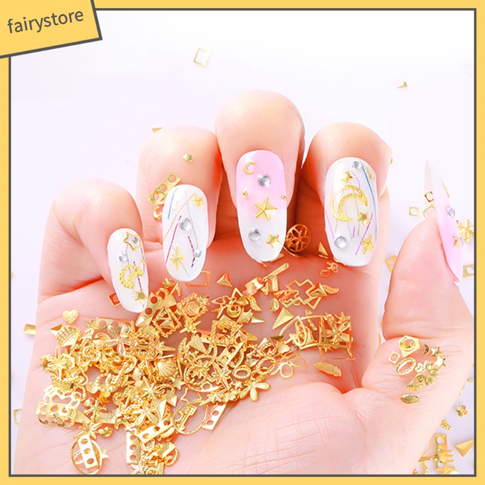 Hộp phụ kiện kim loại họa tiết 3D dùng trang trí móng tay