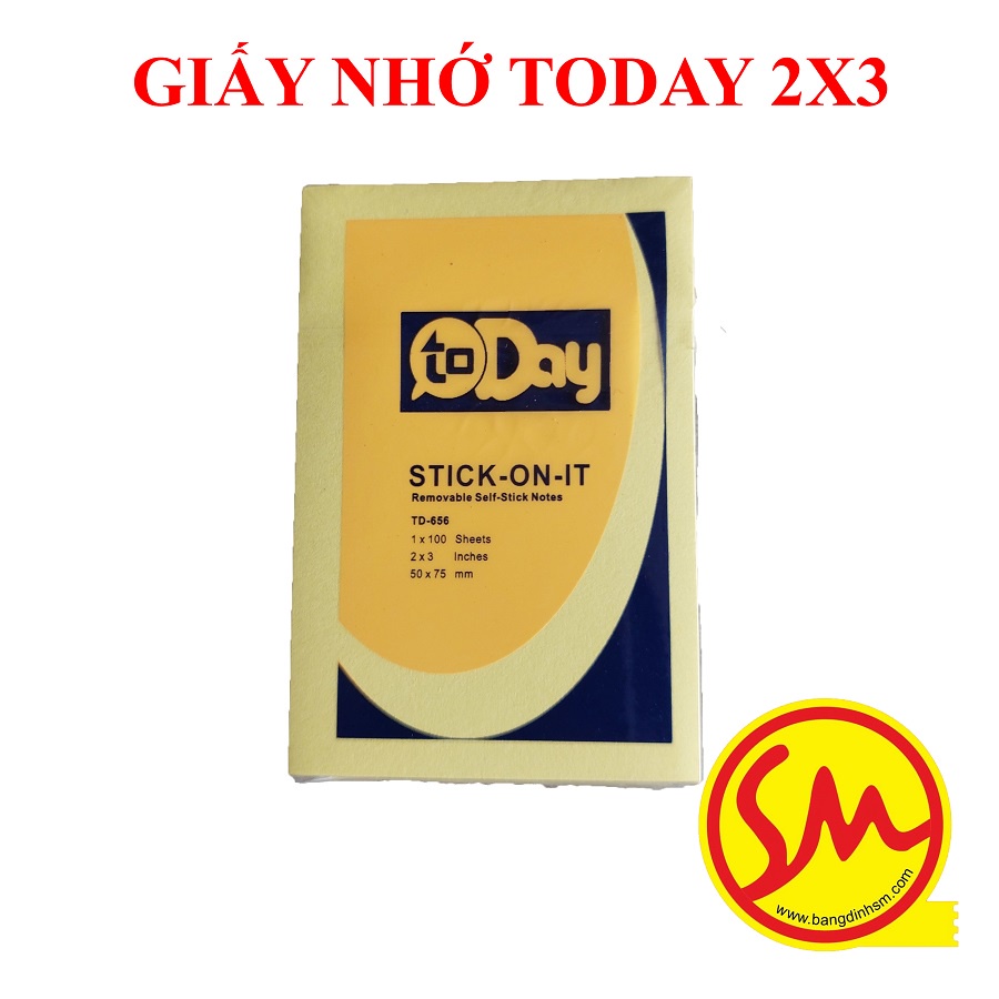GIẤY NHỚ, GIẤY GHI CHÚ, GIẤY NOTES 2X3 TODAY 100 TỜ TẬP GIẤY MỊN VIẾT TRƠN DỄ DÍNH