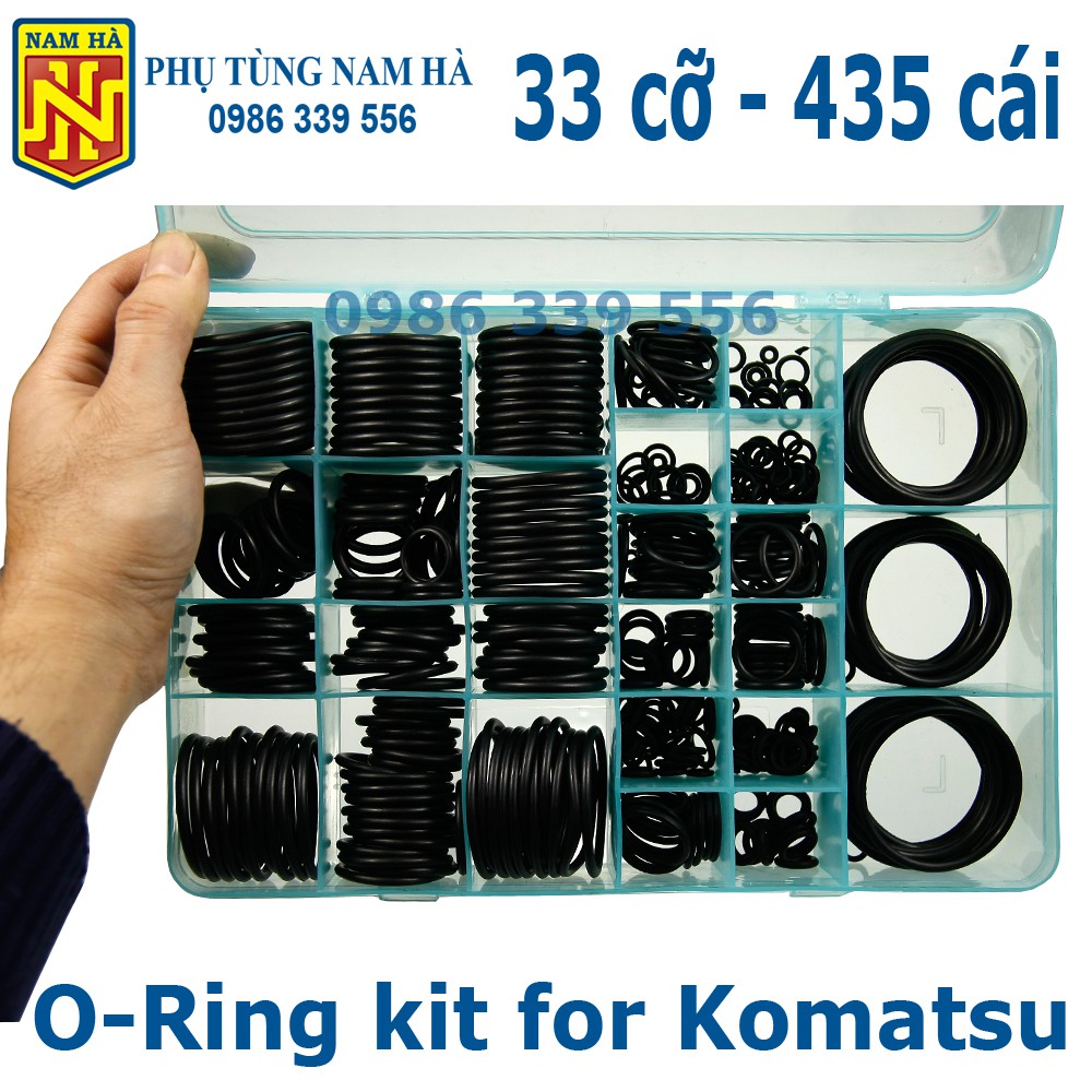 Hộp gioăng sim cao su O Ring Komatsu, 33 cỡ 435 cái (Ø2.8÷49.7) mm