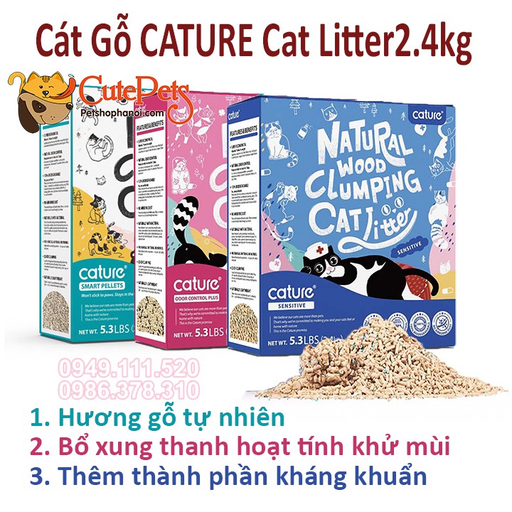 Cát Gỗ Cature Cát vệ sinh mèo đổ được bồn cầu - CutePets