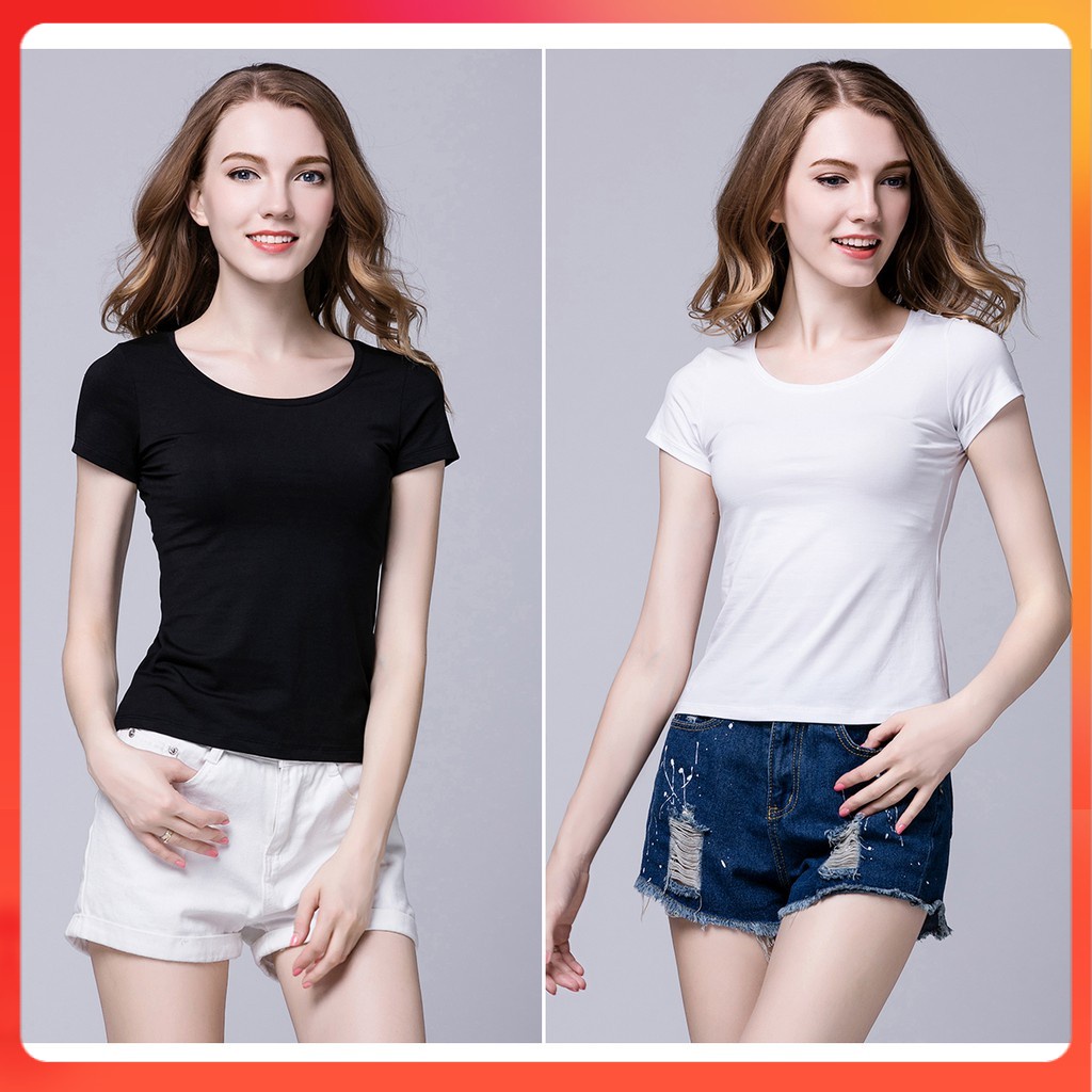 Áo thun nữ - chất liệu cotton 99% co dãn 4 chiều - freesize từ 40kg đến 60kg