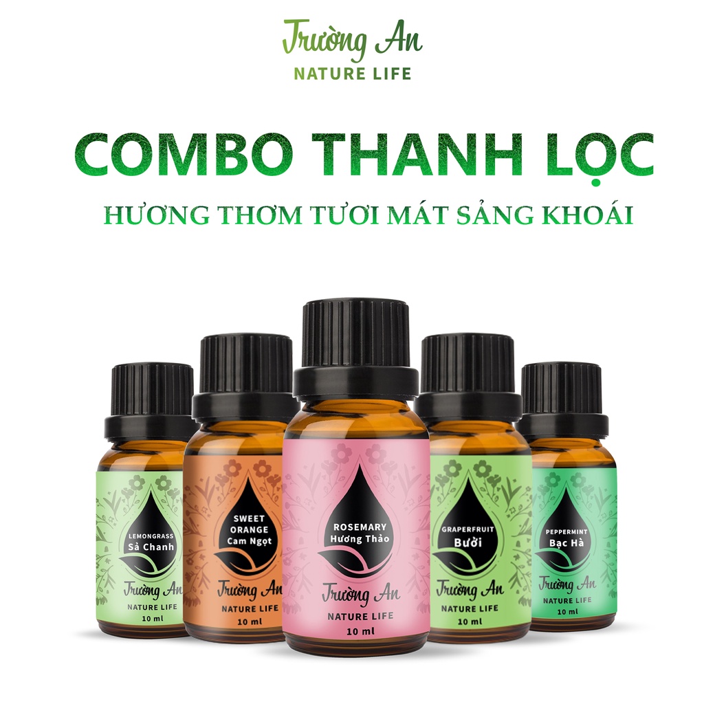 Combo 4 Tặng 1 tinh dầu thiên nhiên Trường An Natural Life lọ 10ml, Nhập khẩu Ấn Độ, Có giấy kiểm định QUATEST3