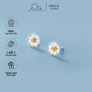 Khuyên tai bạc, bông tai bạc nữ hoa cúc họa mi cánh kép