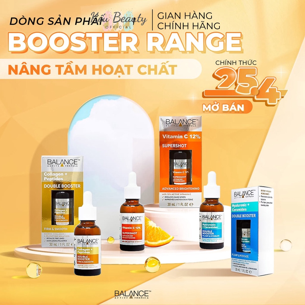 Tinh chất Balance cấp ẩm cho da Active Formula Hyaluronic &amp; Ceramides Double Booster Serum 30ml
