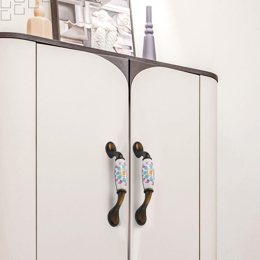 KUNHEV Tay Nắm Cửa / Cửa Ra Vào Họa Tiết Hoa Mẫu Đơn Trang Trí Nội Thất