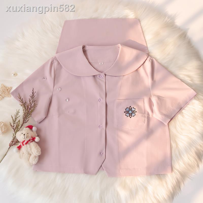 ☋Bộ đồng phục thủy thủ Sapporo ngắn tay thêu họa tiết màu nước thời trang mùa hè 2021JK