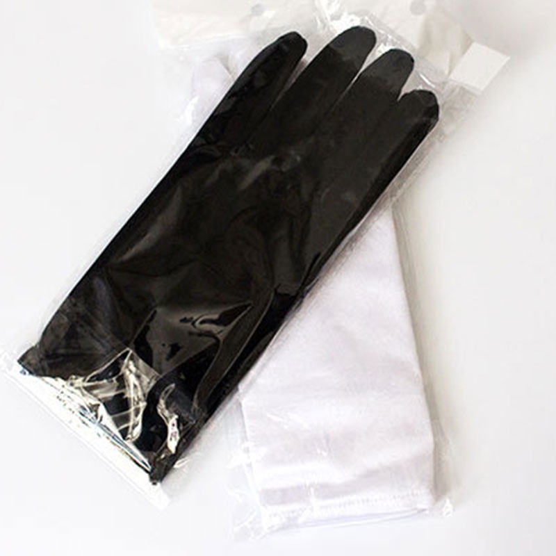 1 Đôi Găng Tay Satin Ngắn Màu Trắng Đen Đỏ Cho Cô Dâu