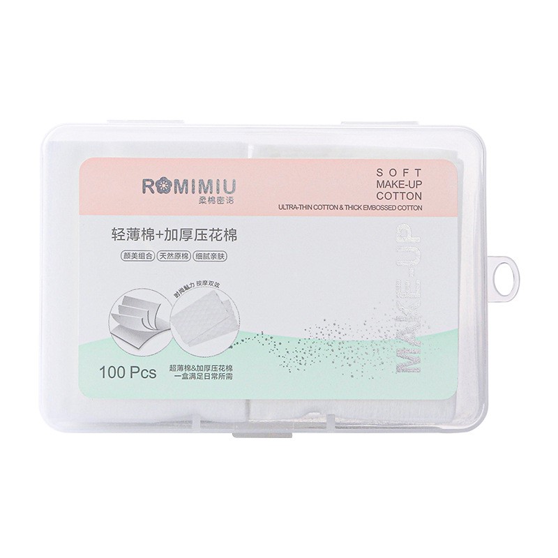 Bông tẩy trang ROMIMIU 3 lớp Cotton Pads hộp 100 miếng nội địa Trung (RM17)