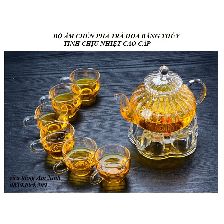 Ấm Thủy Tinh Pha Trà có lưới lọc 600 ml