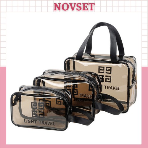 Set 3 túi trong suốt đựng đồ, mỹ phẩm du lịch thời trang