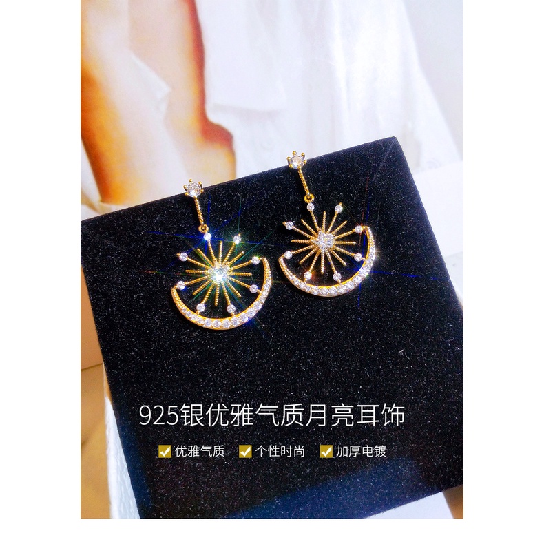 Bông Tai Đính Đá Zircon Lấp Lánh Phong Cách Hàn Quốc Thời Trang Cho Nữ