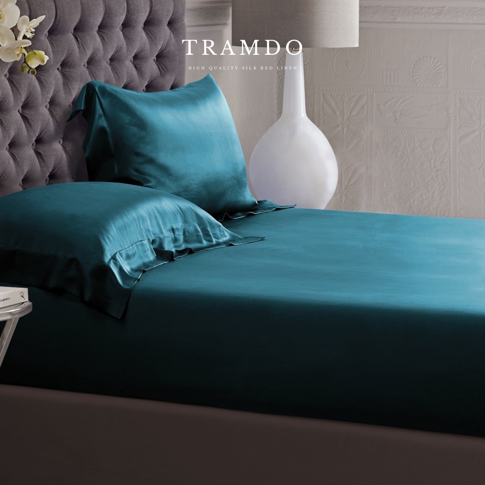 Bộ Chăn Ga Gối Lụa Cao Cấp NITE9SILK TRAMDO BEDDING Màu Xanh Cổ Vịt