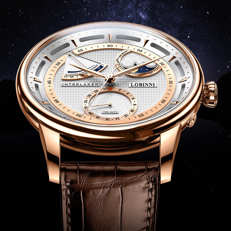 Đồng hồ nam chính hãng LOBINNI L17011-1hàng mới,Kính sapphire ,chống xước,Chống nước,máy cơ(Automatic),Bảo Hành 24 Tháng