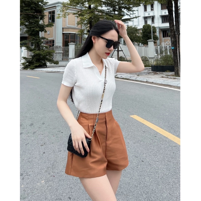 Áo cổ bẻ nữ len mongtoghi thời trang Quảng Châu ⚡️ áo polo A515