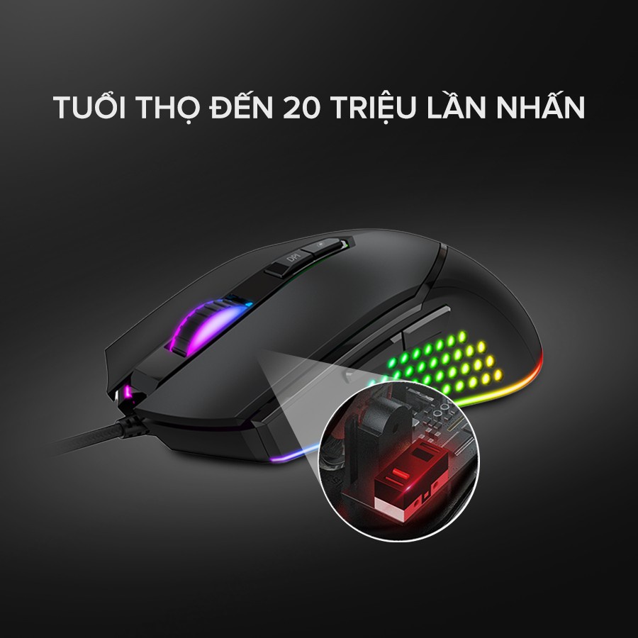 Chuột Gaming HAVIT MS814, 16 Triệu Màu RGB, 6 Chế Độ DPI, Tích Hợp 7 Nút Điều Chỉnh - Chính Hãng BH 12 Tháng