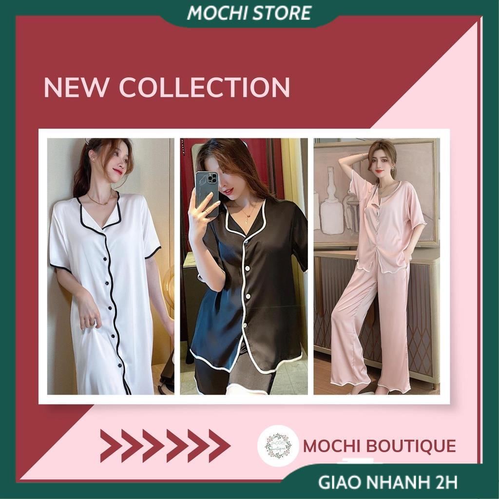 Váy Ngủ, Đồ Bộ Pijama Nữ Chất Lụa Satin Màu Trơn Form Dáng Rộng Đồ Lụa Mặc Nhà Cho Bạn Nữ.