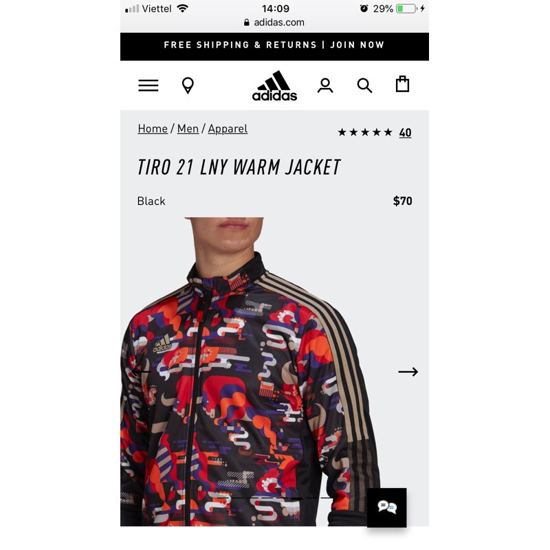 [CHÍNH HÃNG] Thanh lý Áo Adidas Tiro 21 LNY Warm Jacket