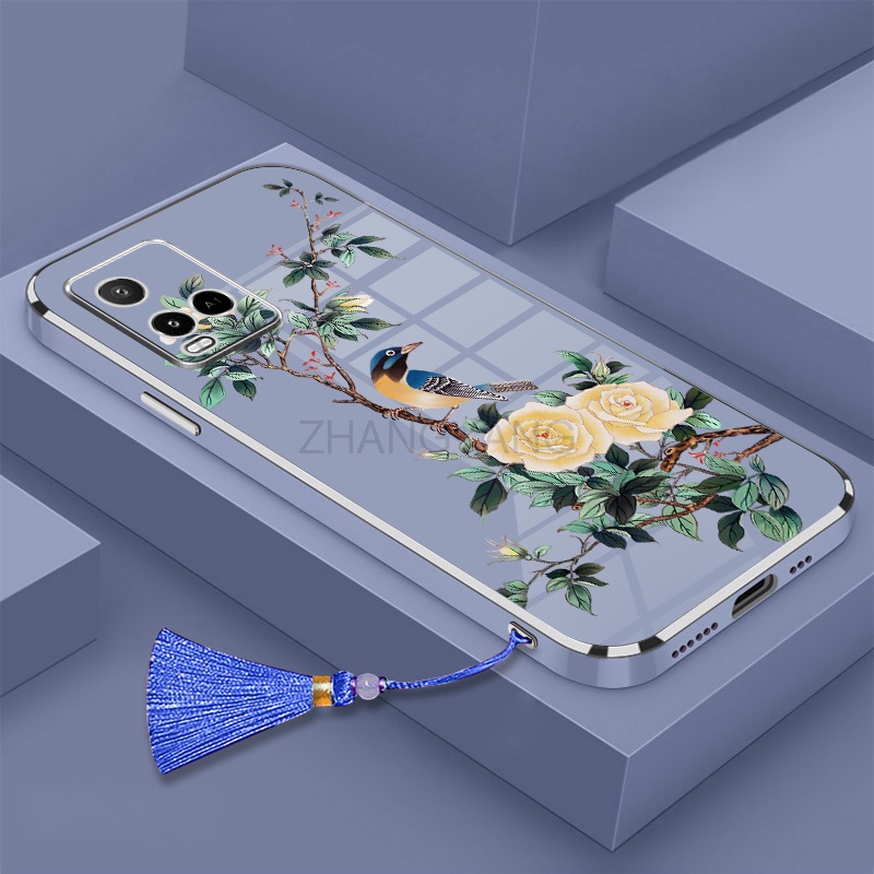 Vỏ Bao Da Điện Thoại Họa Tiết Hoa Và Chim Cho vivo y21 y21s y21a y21t y33s y51
