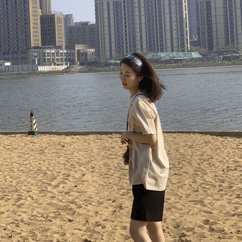 IELGY Áo thun tay ngắn dáng rộng in họa tiết bươm bướm phong cách cổ điển dành cho nữ