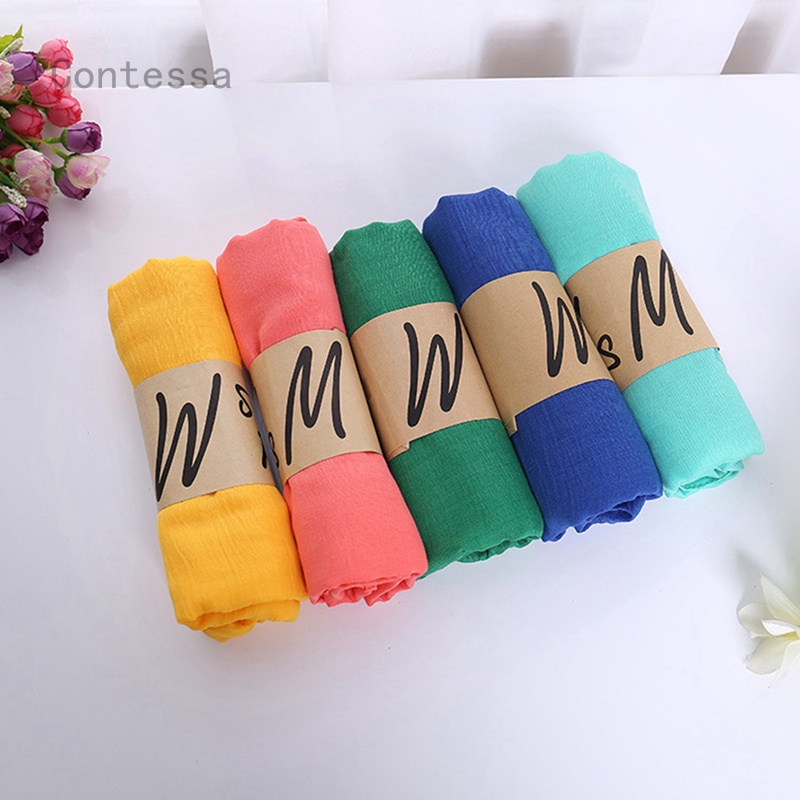 Khăn Choàng cotton Và linen Màu Xanh Dương/180*50All Mới
