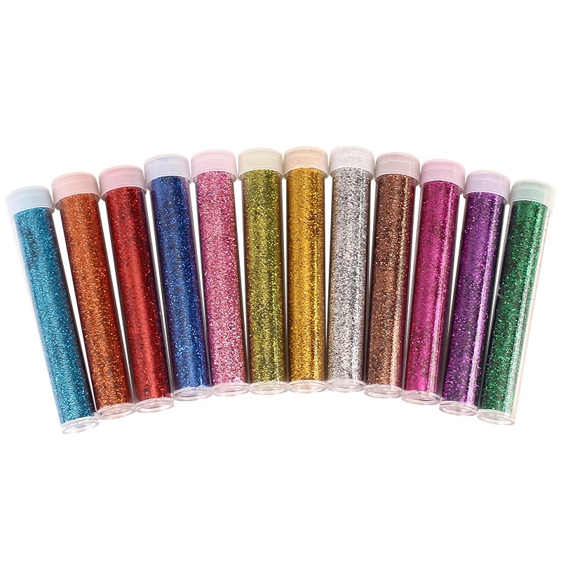 Set 12 Lọ Kim Tuyến Nhũ dùng làm nguyên liệu handmade, Slime, Nail, rắc cánh hoa