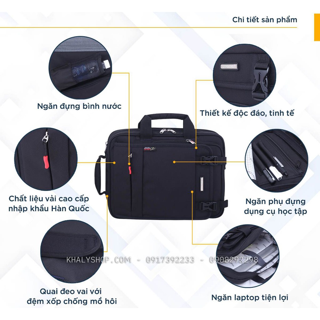 Balo , cặp đa năng học sinh cấp 2,3 thương hiệu Kim Long 201 màu đen - 735NBLKL201 ( 40x16x30cm ) | BigBuy360 - bigbuy360.vn