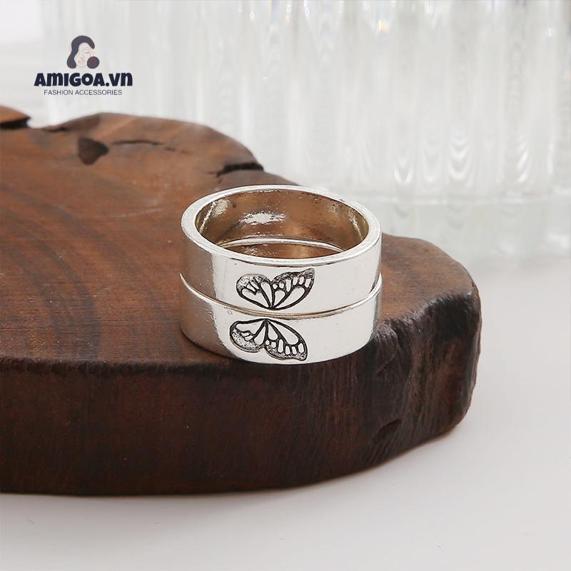 Bộ Nhẫn Kết Hợp Đơn Giản Cho Cặp Đôi