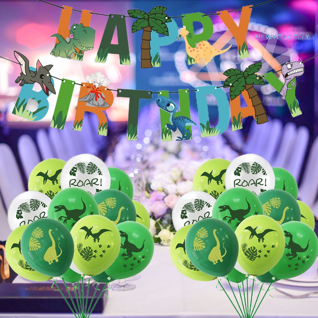 1 Set Dây Cờ Treo Trang Trí Tiệc Hình Khủng Long Cho Bé