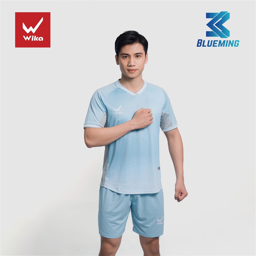 Áo Bóng Đá Wika BlueMing Chính Hãng,Áo Đá Banh Không Logo Co Dãn Thấm Hút Mồ Hôi