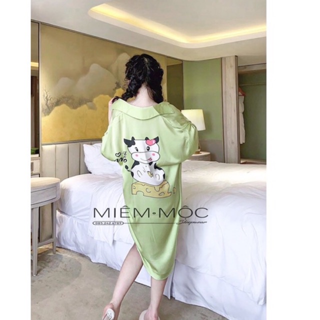 Váy ngủ sơ mi tay lỡ gấu tím 23