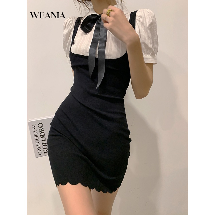 Đầm Tay Ngắn Cổ Polo Xếp Ly Cột Dây Thời Trang Trẻ Trung Cho Nữ