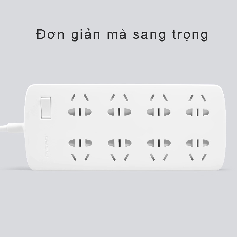 Ổ cắm điện Pisen 008(EP) (8 x AC ) dây dài 1.8m - Bảo Hành Chính Hãng 18 Tháng
