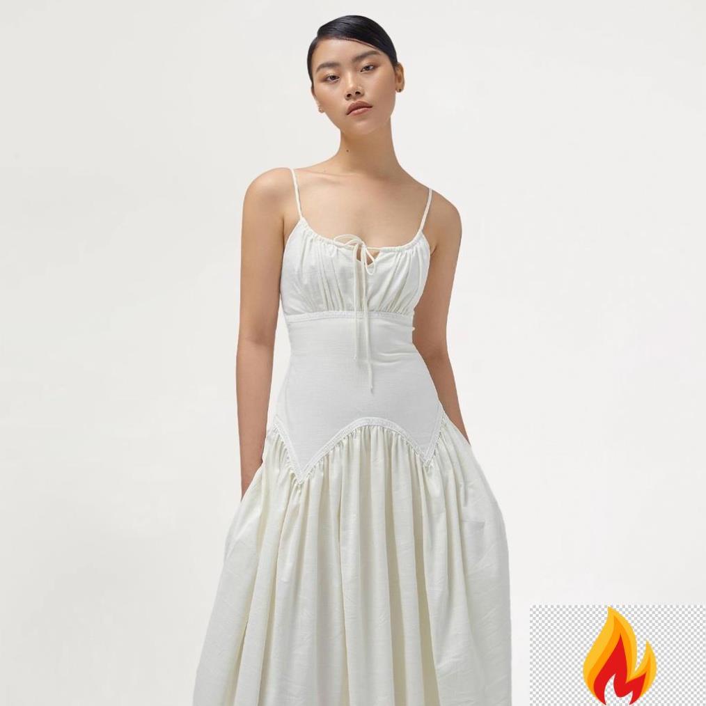 DEAR JOSÉ - Đầm dài hai dây A True Love Kiss vải linen trắng -JB8