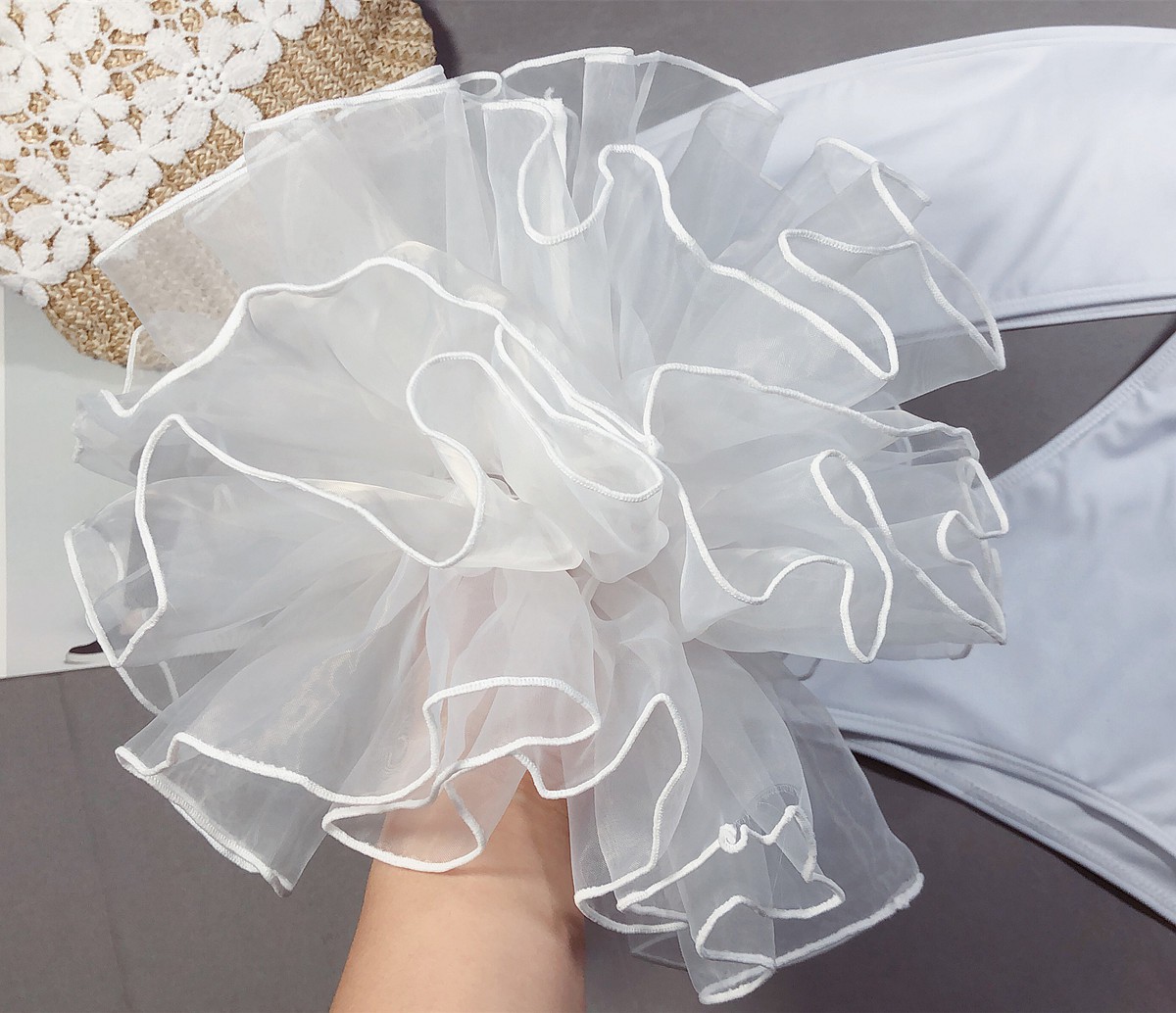 Bộ bikini chiffon phối ren có thể tháo tay áo phong cách công chúa cho nữ | BigBuy360 - bigbuy360.vn