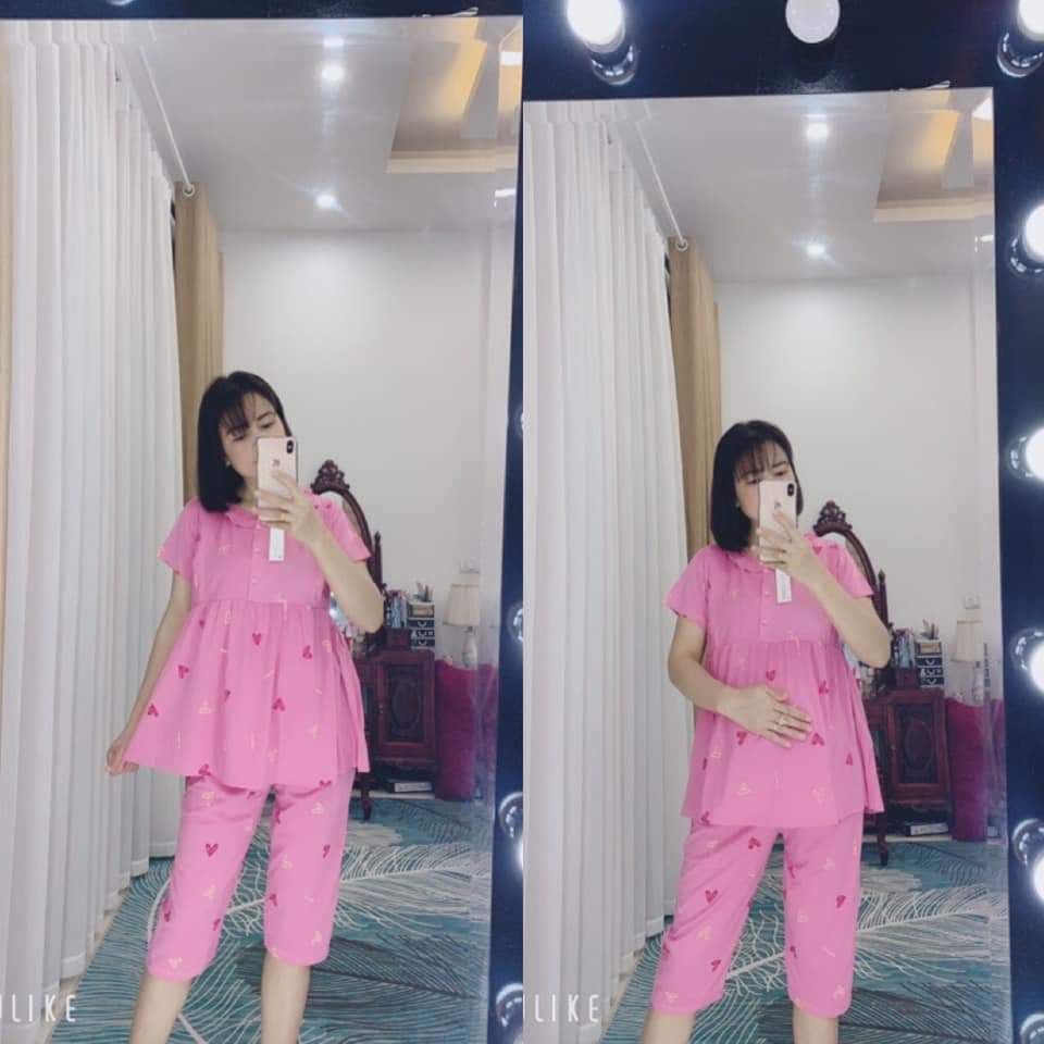 Bộ Lửng Bầu Và Sau Sinh 3 Cúc Chất Mềm Đẹp Cao Cấp, Freesize
